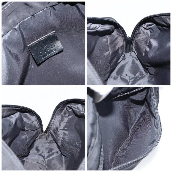 GUCCI Clutch Bag Nylon Leather Black Silver - Picture 14 of 15